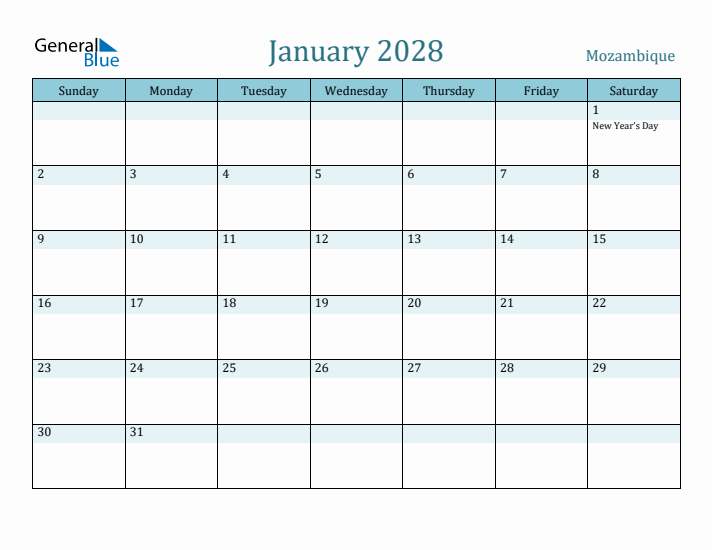 January 2028 Calendar with Holidays