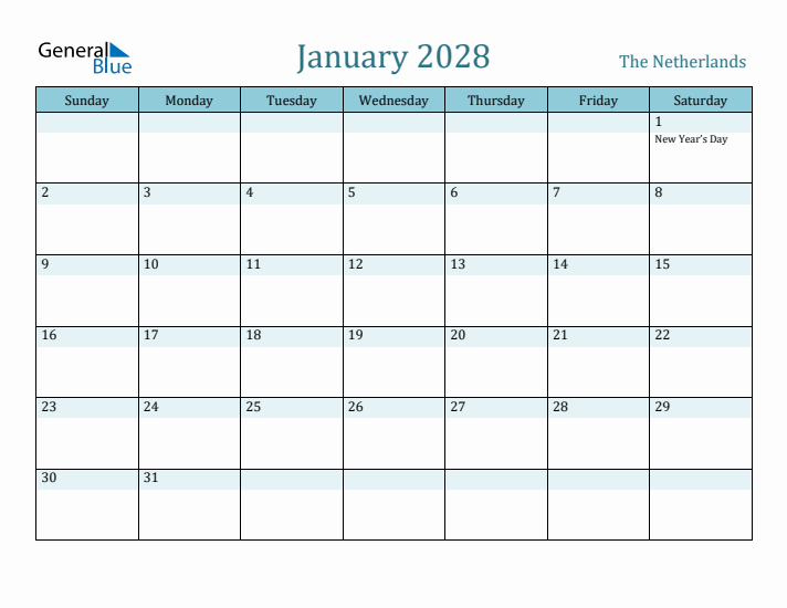 January 2028 Calendar with Holidays