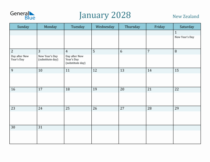 January 2028 Calendar with Holidays