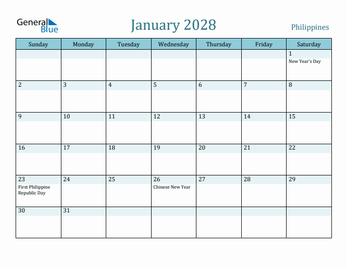 January 2028 Calendar with Holidays