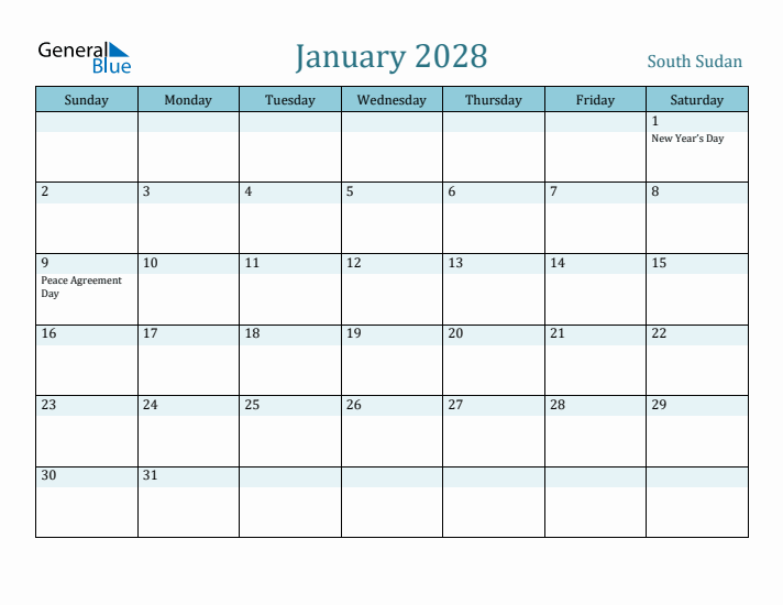 January 2028 Calendar with Holidays