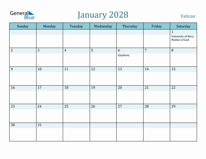 January 2028 Calendar with Holidays