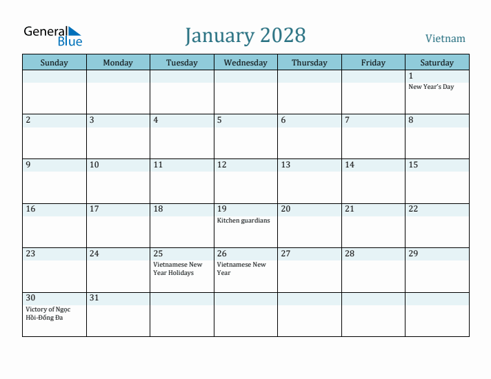 January 2028 Calendar with Holidays