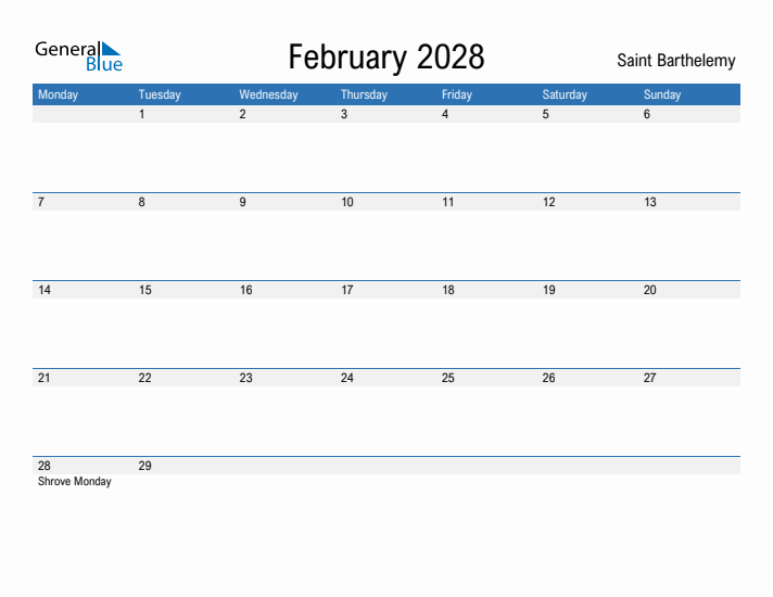 Fillable February 2028 Calendar