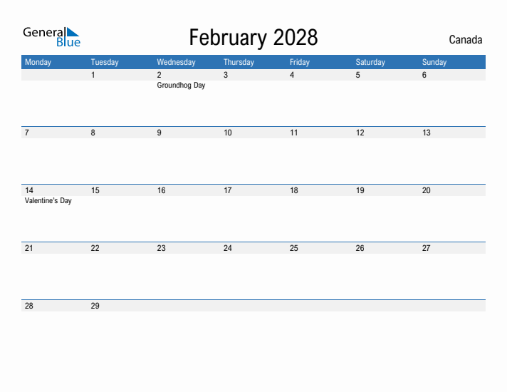 Fillable February 2028 Calendar