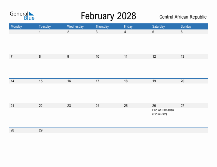 Fillable February 2028 Calendar