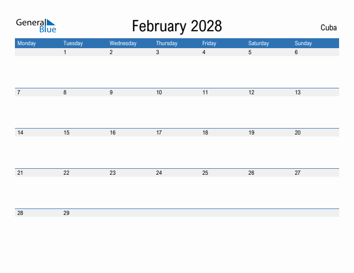 Fillable February 2028 Calendar