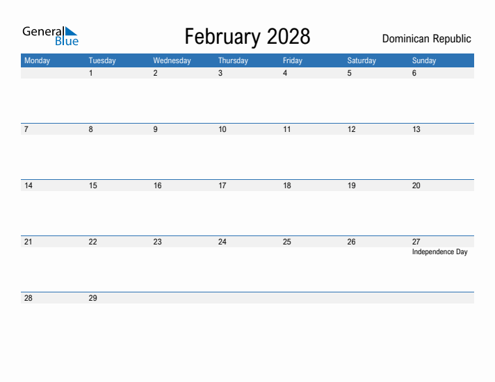 Fillable February 2028 Calendar