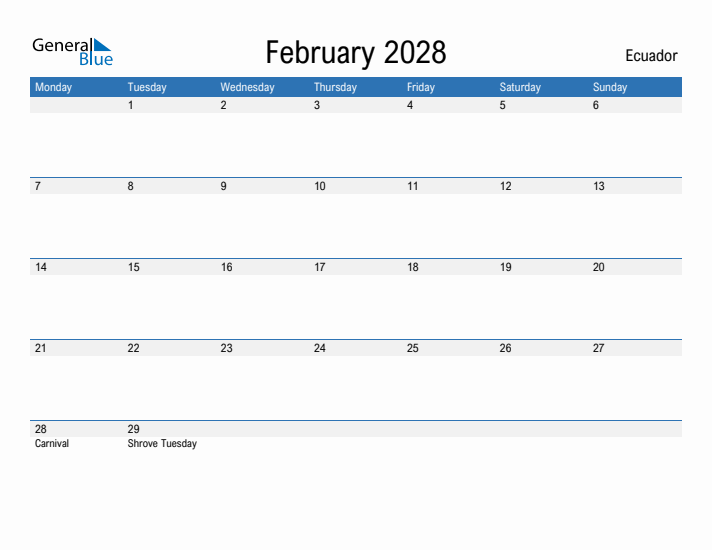 Fillable February 2028 Calendar