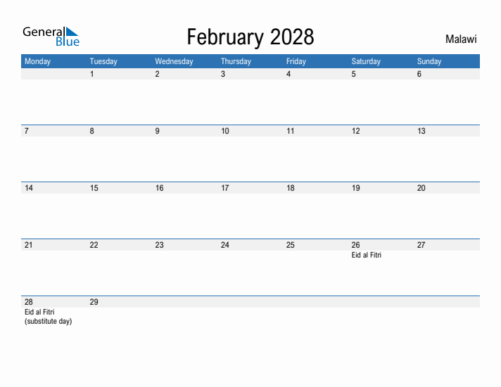 Fillable February 2028 Calendar