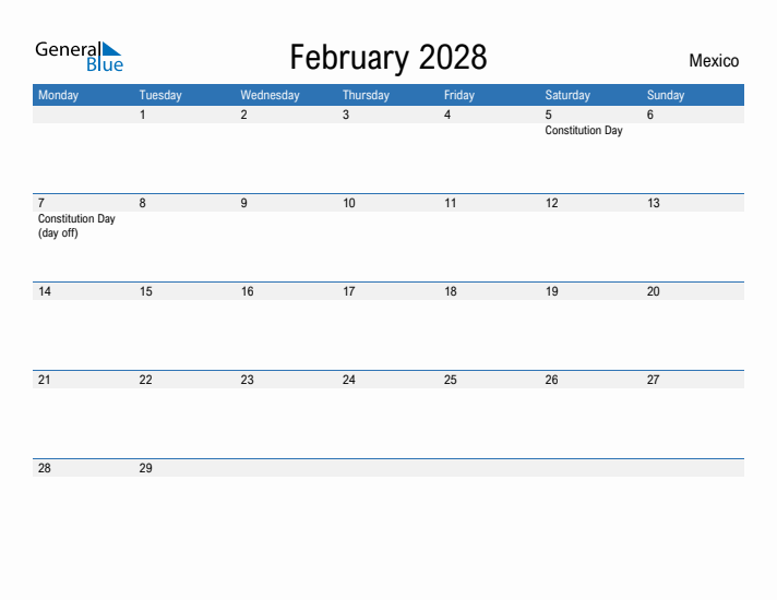 Fillable February 2028 Calendar