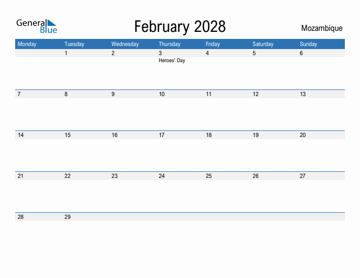 Fillable February 2028 Calendar