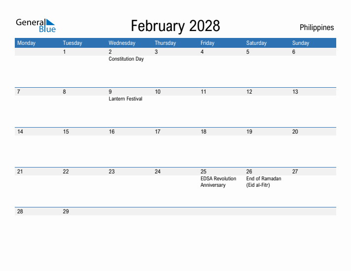 Fillable February 2028 Calendar