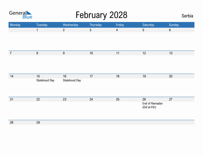 Fillable February 2028 Calendar