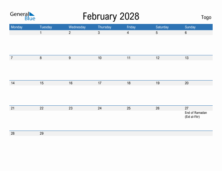 Fillable February 2028 Calendar