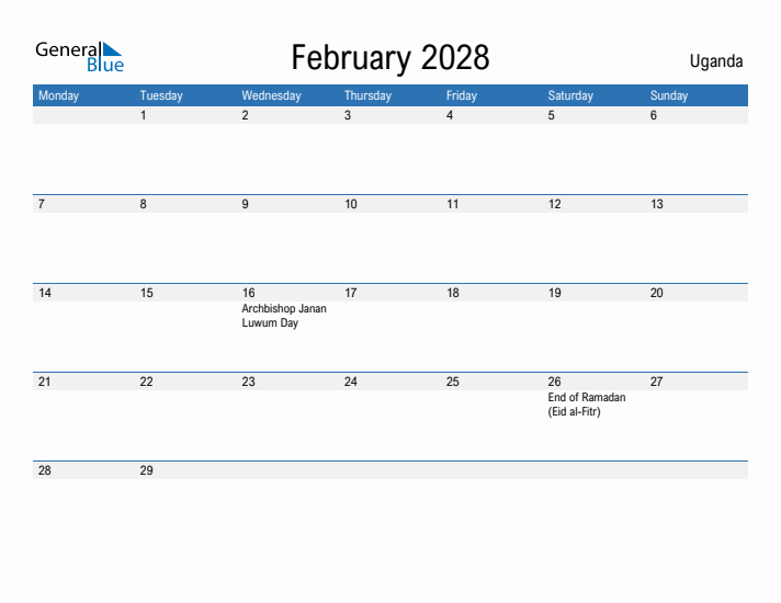 Fillable February 2028 Calendar