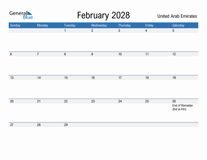 Fillable February 2028 Calendar