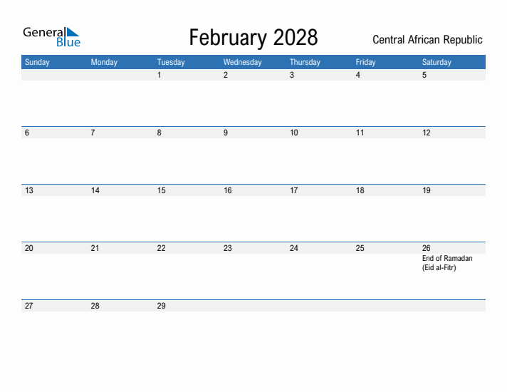 Fillable February 2028 Calendar