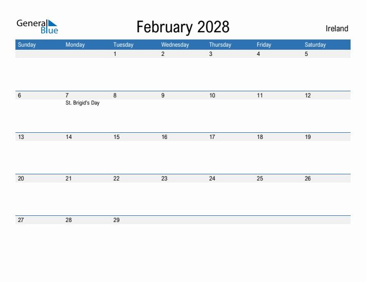 Fillable February 2028 Calendar