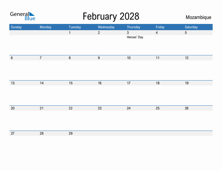 Fillable February 2028 Calendar