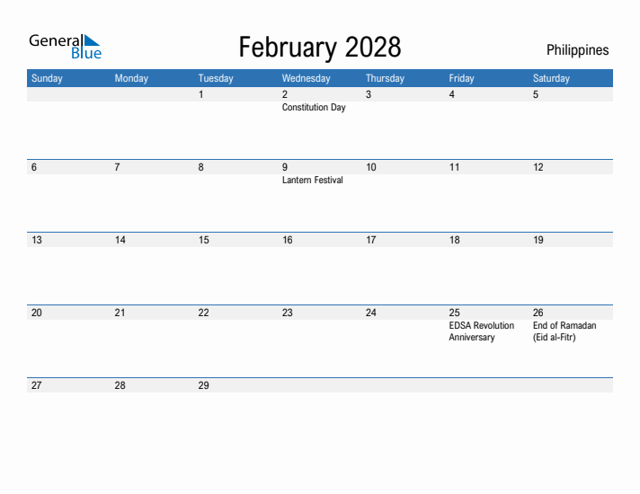 Fillable February 2028 Calendar