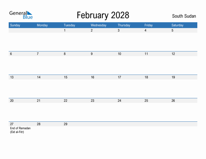 Fillable February 2028 Calendar