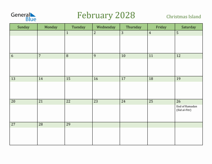 February 2028 Calendar with Christmas Island Holidays