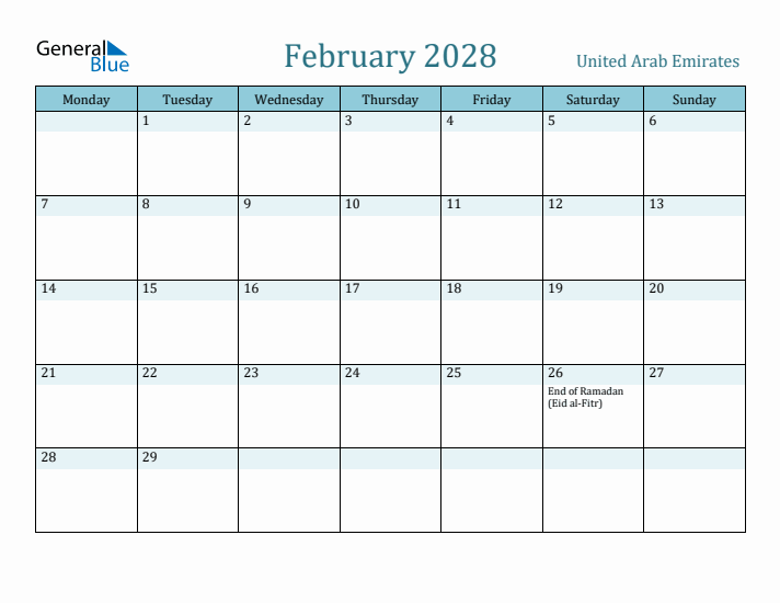 February 2028 Calendar with Holidays