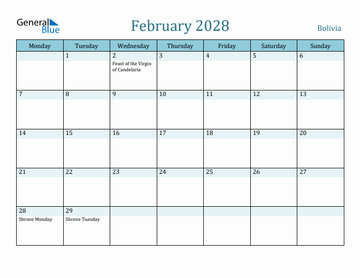 February 2028 Calendar with Holidays