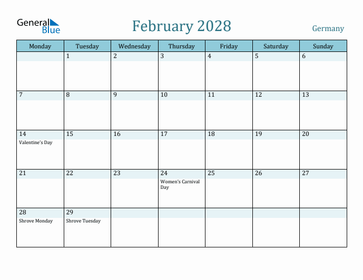 February 2028 Calendar with Holidays