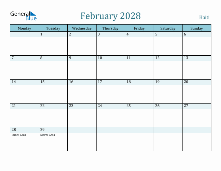 February 2028 Calendar with Holidays