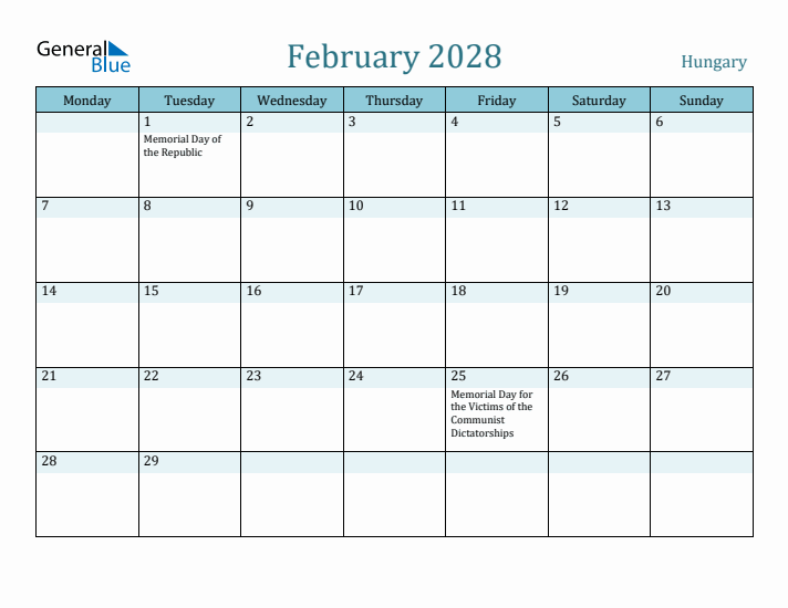 February 2028 Calendar with Holidays