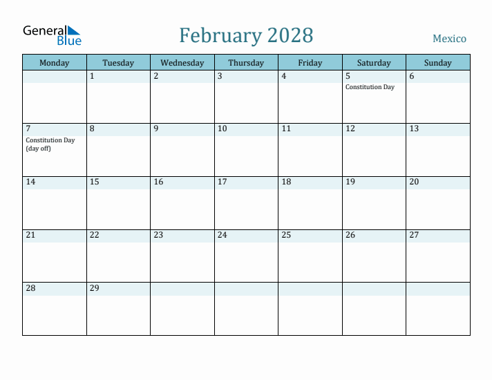 February 2028 Calendar with Holidays