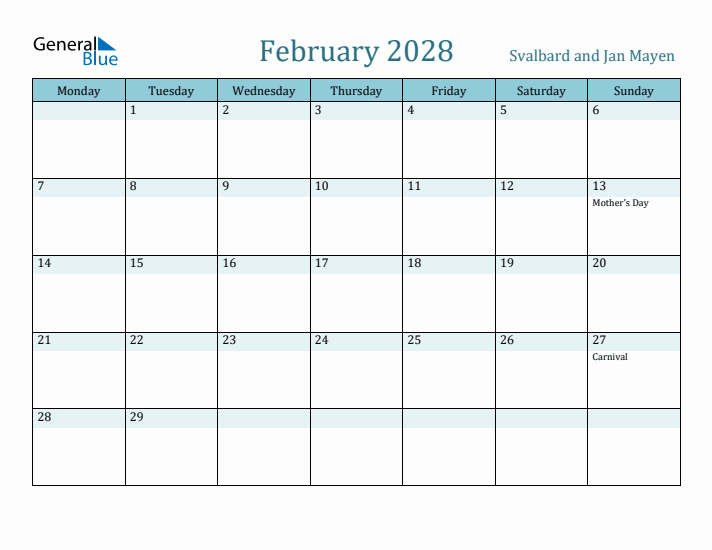 February 2028 Calendar with Holidays