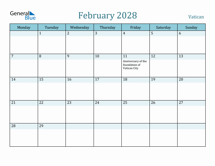 February 2028 Calendar with Holidays