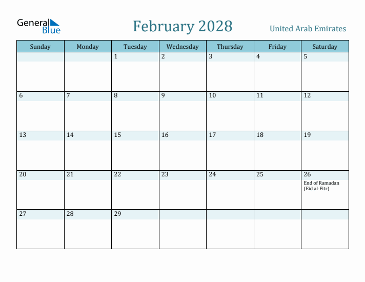 February 2028 Calendar with Holidays