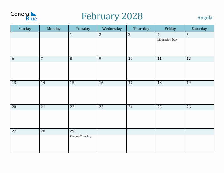 February 2028 Calendar with Holidays