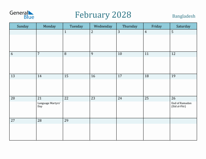 February 2028 Calendar with Holidays