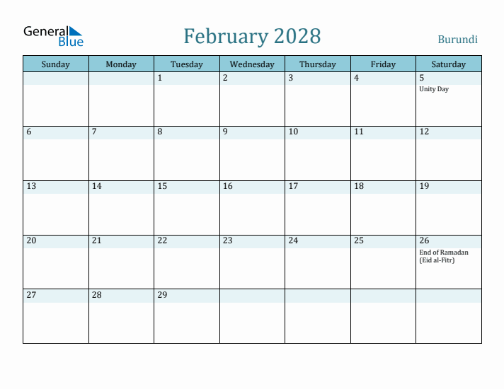 February 2028 Calendar with Holidays