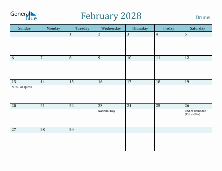 February 2028 Calendar with Holidays