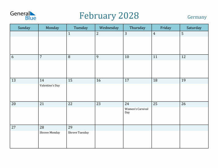 February 2028 Calendar with Holidays