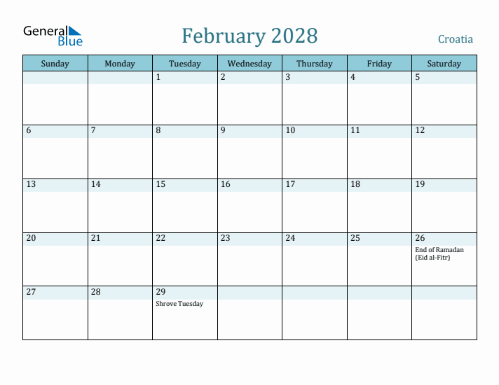 February 2028 Calendar with Holidays