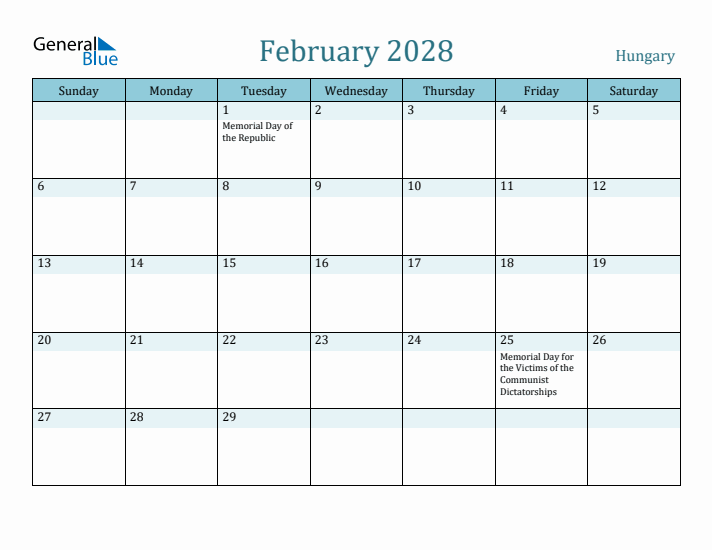 February 2028 Calendar with Holidays