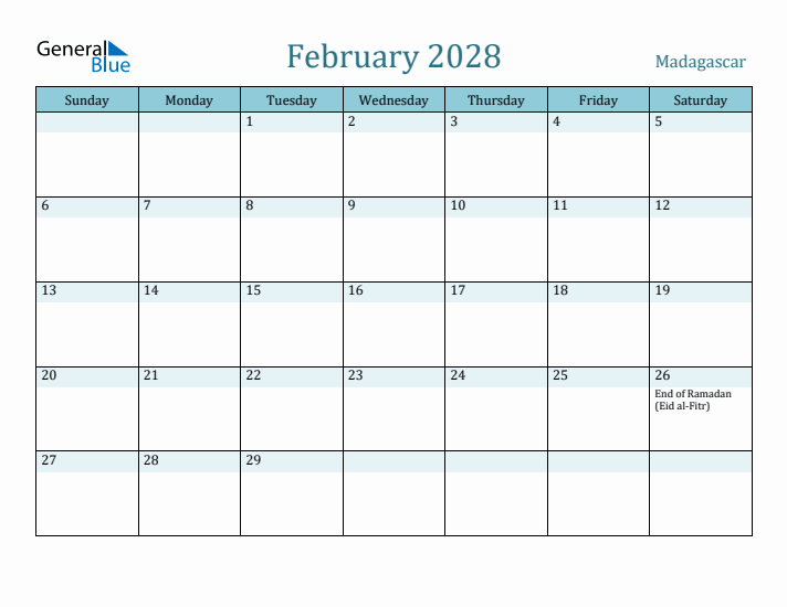 February 2028 Calendar with Holidays