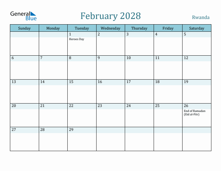 February 2028 Calendar with Holidays