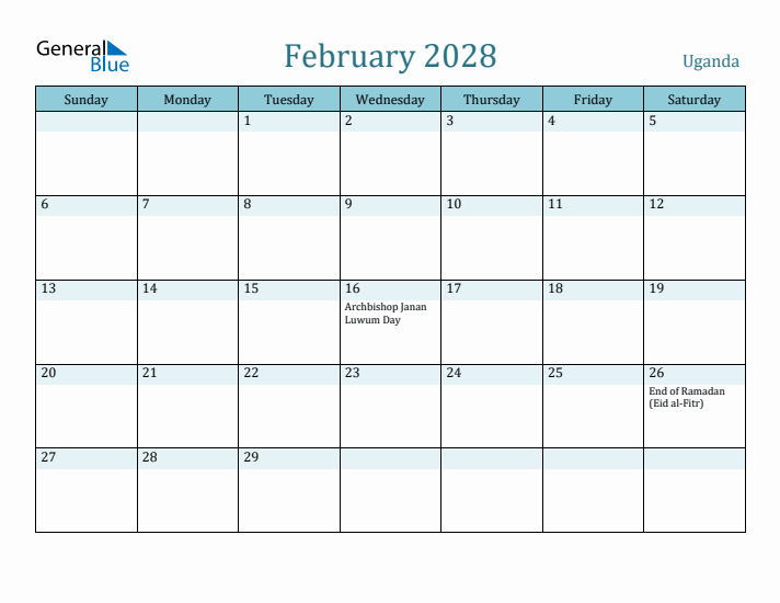 February 2028 Calendar with Holidays