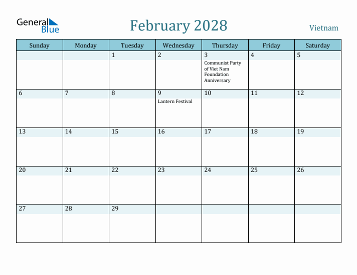 February 2028 Calendar with Holidays