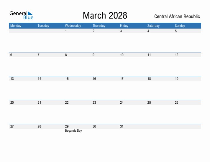 Fillable March 2028 Calendar