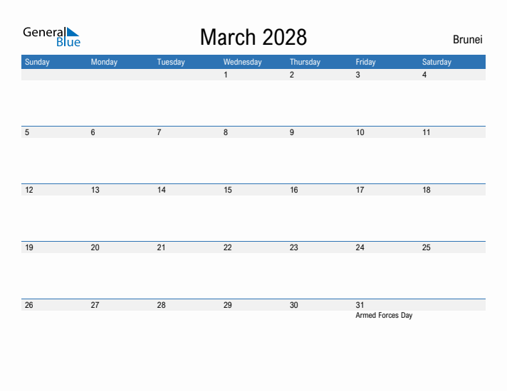 Fillable March 2028 Calendar