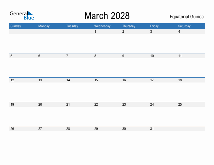 Fillable March 2028 Calendar